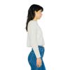 American Apparel Women's Cropped Fisherman Long Sleeve Pullover, Ivory, Medium view 4