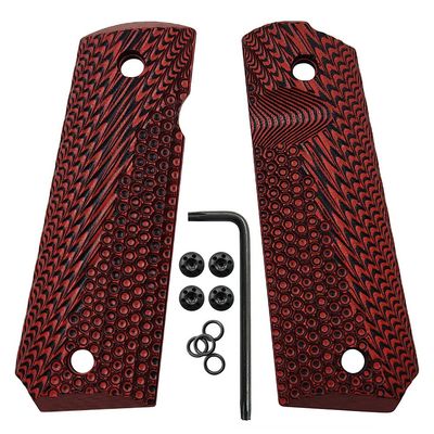Cool Hand 1911 G10 Grips, Full Size (Government/Commander), Black Screws Included, Big Scoop, Ambi Safety Cut, New Generation OPS Texture, Cherry, H1-JV-6