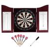 GSE Games & Sports Expert Professional Solid Wood Classic Dartboard Cabinet with Sisal/Bristle Dartboard, Scoreboard, and 6 Steel Tip Darts, Easy Assembly Complete with All Accessories (Deluxe Cherry) view 1
