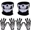 Skeleton Gloves and Skull Face Mask Half Ghost Bones for Adult Halloween Dance Costume Party view 1