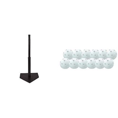 Champion Sports Deluxe Batting Tee Plastic Baseball, White - One Dozen (12)