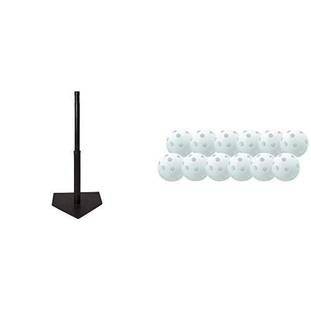Champion Sports Deluxe Batting Tee Plastic Baseball, White - One Dozen (12)