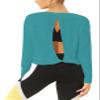 Bestisun Long Sleeve Workout Clothes Open Back Athletic Shirts Backless Yoga Tops for Women Blue Green M view 1