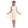JEATHA Kids Flower Girl Dress Floral Lace Sleeveless Sequins Birthday Party Ball Gown with Rhinestone Belt Beige 12 view 3