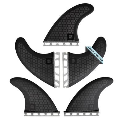 Surf Squared Honeycomb Fiberglass Surfboard Fins (Set of 5) Large Fins for Twin, Thruster, or Quad Setup High Performance, Futures Single Tab Compatible