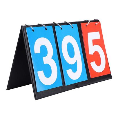 Ginyia Scoreboard, 2/3/4 Digit Portable Plastic Metal Flip Scoreboard, Lightweight Durable Waterproof for Soccer, Basketball, Table Tennis(3 Digit-Red+Blue)