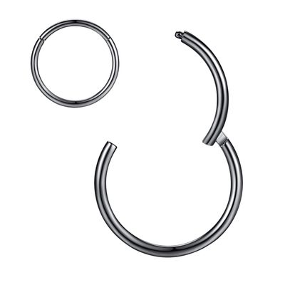 10mm Septum Ring Black Nose Rings Hoop Nose Ring 20 Gauge Nose Hoop Helix Earrings Daith Earrings Septum Clicker 10mm Lip 20g Cartilage Earring Nose Piercing Jewelry Surgical Steel Nose Ring 2pcs