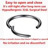 10mm Septum Ring Black Nose Rings Hoop Nose Ring 20 Gauge Nose Hoop Helix Earrings Daith Earrings Septum Clicker 10mm Lip 20g Cartilage Earring Nose Piercing Jewelry Surgical Steel Nose Ring 2pcs view 2
