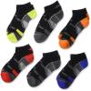 Fruit of the Loom Boys' 6 Pack No Show Everyday Active Socks (Medium (Shoe Size 9-2.5), Black Assorted) view 1