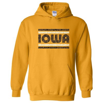 AH1186 - Iowa Hawkeyes Retro Underline Hoodie - Medium - Gold