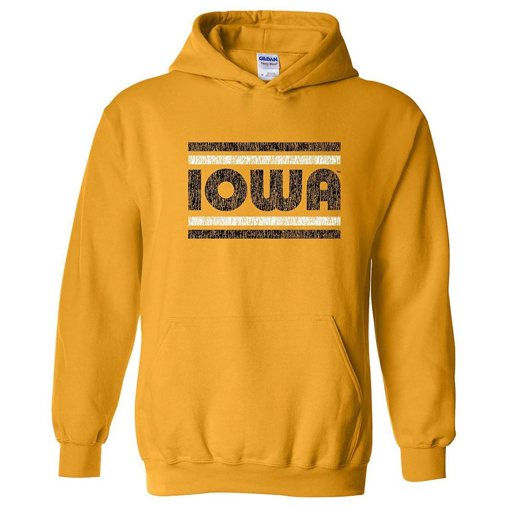 AH1186 - Iowa Hawkeyes Retro Underline Hoodie - Medium - Gold