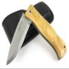 JEO-TEC N17 Bushcraft Survival Camping Hunting Fishing Outdoor Folding Knife, Stainless Steel Sandvik 14C28N, Genuine Leather Sheath, Handmade view 1