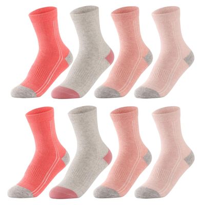 SUNBVE 8 Pack Little Kids Girls Cotton Athletic Crew Socks
