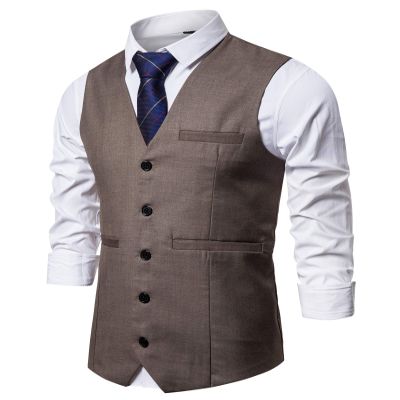 AOYOG Mens Formal Business Suit Vests 5 Buttons Regular Fit Waistcoat for Suit or Tuxedo