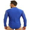 TiaoBug Men's Long Sleeve Shiny Rhinestones Unitard Ballroom Modern Latin Dance Shirt Bodysuit Leotard Tops Royal_Blue X-Large view 2