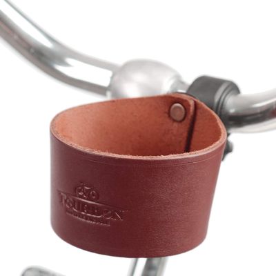 Tourbon Leather Bike Beverage Holder Small Bicycle Water Bottle Cup Holder (Brown)