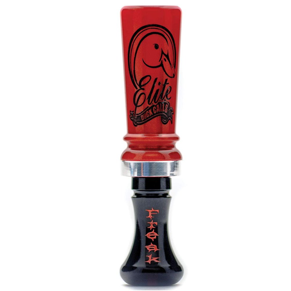 Acrylic Duck Call - Cache Series for Mallard, Wood Duck, Teal, Gadwall & Pintail - Single Reed or Double Reed Hunting Calls (The Freak - Single Reed, Red Pearl/Black)