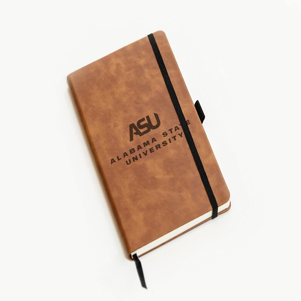 Rico Industries NCAA Alabama State Hornets Brown Laser Engraved Small Notepad Jounral/Notepad 8.25" x 5.25"- Office Accessory