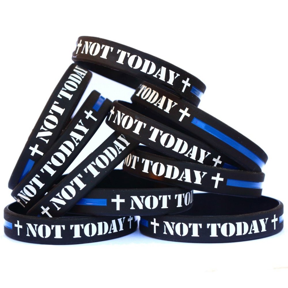 15 NOT Today Thin Blue Line Wristbands Police Law Enforcement Bracelets