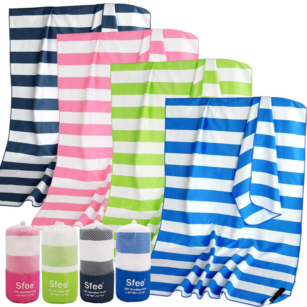 Sfee 2 in 1 Microfiber Beach Towel, Quick Dry Towel Travel Camping Towel Super Absorbent Compact Lightweight Sports Gym Towels Set for Beach, Gym, Hiking, Pool, Backpacking, Bath, Yoga