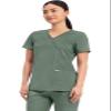 Cherokee Scrubs Top for Women Mock Wrap with 3 Pockets, Soft, 2-Way Stretch & Durable Fabric Plus Size - WW610, 3XL, Olive view 2