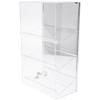 Plymor Clear Acrylic Locking Display Case with Sliding Back, 3 Angled Shelves (Mirrored), 21.75" H x 13.25" W x 7.5" D view 1