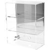 Plymor Clear Acrylic Locking Display Case with Sliding Back, 2 Shelves (Mirrored), 12.75" H x 10.25" W x 5" D view 1