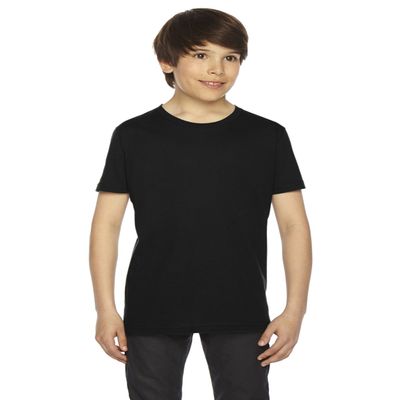 American Apparel Unisex Kids' Fine Jersey Crewneck Short Sleeve T-Shirt, Black, Youth: 8