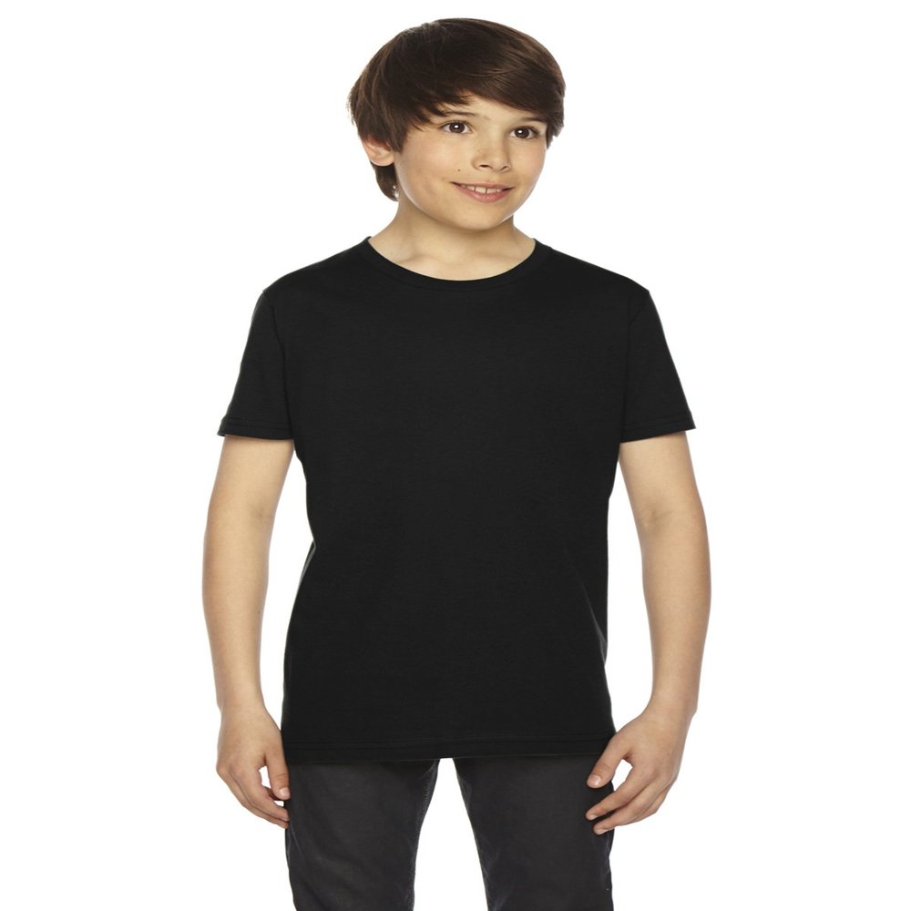 American Apparel Unisex Kids' Fine Jersey Crewneck Short Sleeve T-Shirt, Black, Youth: 8