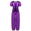 Moily Girls Ballet Princess Costume Metallic Camisole Top Chiffon Splice Unitard Jumpsuit Lyrical Dancewear Metallic Purple 6 Years view 1