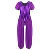 Moily Girls Ballet Princess Costume Metallic Camisole Top Chiffon Splice Unitard Jumpsuit Lyrical Dancewear Metallic Purple 6 Years view 3