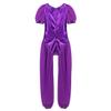 Moily Girls Ballet Princess Costume Metallic Camisole Top Chiffon Splice Unitard Jumpsuit Lyrical Dancewear Metallic Purple 6 Years view 4