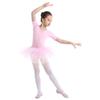 Freebily Girls Ruffle Sleeve Ballet Dance Dress Gymnastic Leotard Skirt with Tutu Dress Classic Dance Costume Dancewear Short Sleeve Pink 4-5 Years view 2