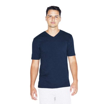 American Apparel Men's Fine Jersey Classic Short Sleeve V-Neck T-Shirt, Navy, Small