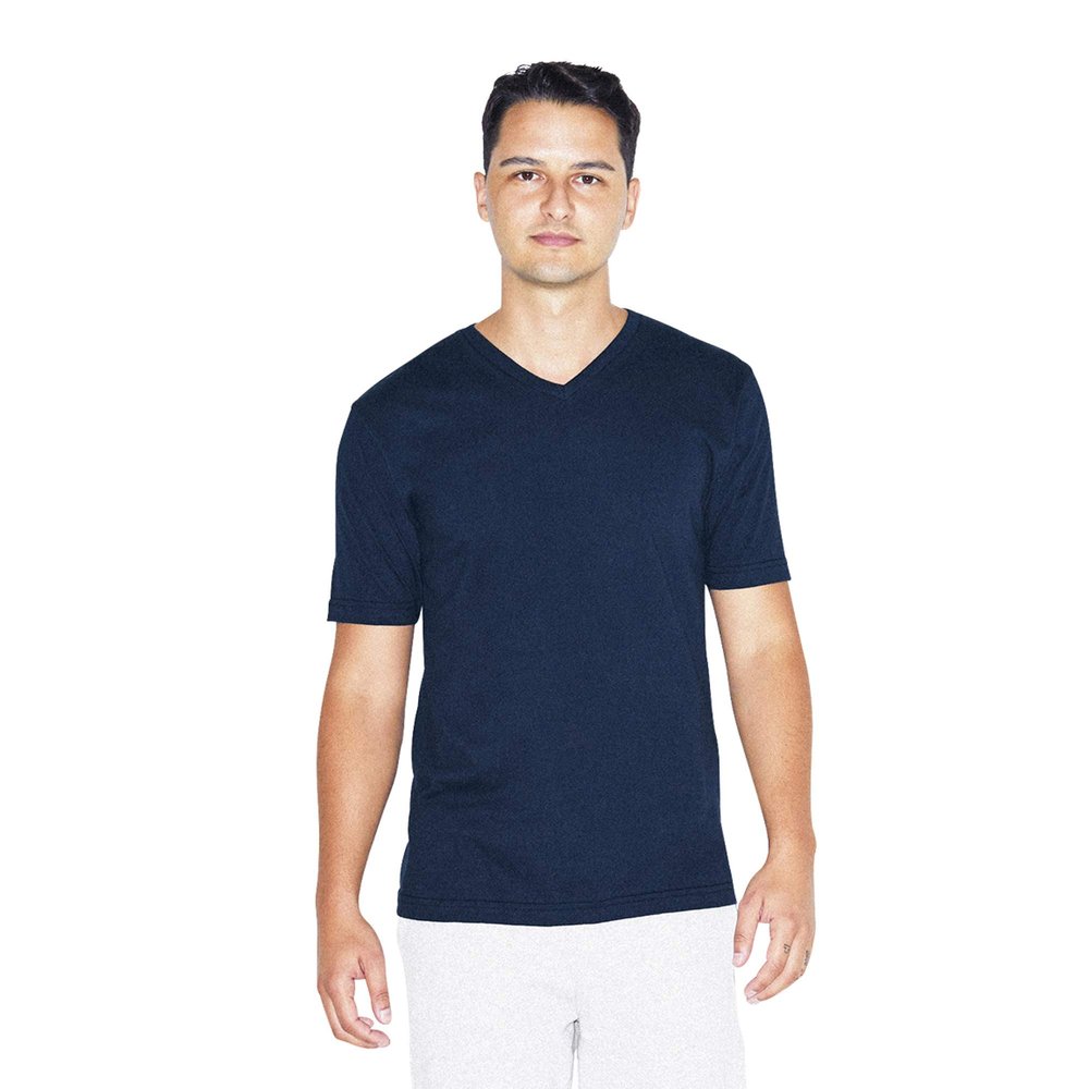 American Apparel Men's Fine Jersey Classic Short Sleeve V-Neck T-Shirt, Navy, Small
