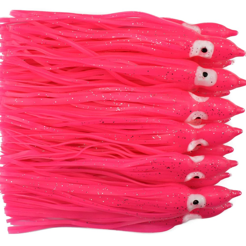 10pc 7" Soft Octopus Skirt Fishing Lure Squid Skirts Trolling Fishing Lures Baits for Saltwater Fishing 18cm (Pink)