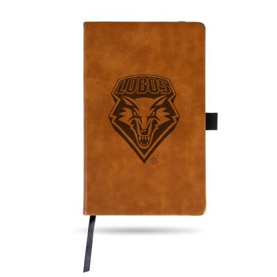 Rico Industries NCAA New Mexico Lobos Brown Laser Engraved Small Notepad Journal/Notepad 8.25" x 5.25"- Office Accessory