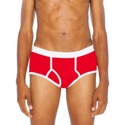American Apparel Men's Baby Rib Brief, Red, Medium