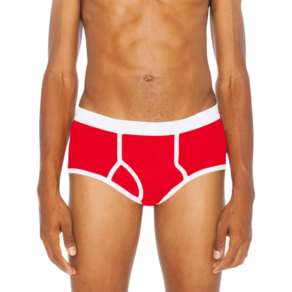 American Apparel Men's Baby Rib Brief, Red, Medium