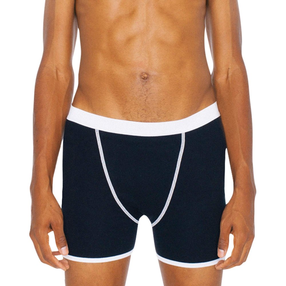 American Apparel Men's Baby Rib Boxer Brief, Black, Large