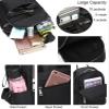 zhongningyifeng Backpack Purse for Women Nylon Lightweight, Travel Casual Daypack Silver Zippers, Black (Medium) view 3