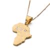 African Map Pendant Necklace Women 24K Gold Color Pendant Jewelry Men African Map Hiphop Item Wholesale (Gold-1) view 1