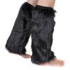 Barelove Leg Warmers for Womens Winter Faux Fur Leg Fuzzy, Plush Soft Furry Long Boot Cuff Covers Halloween Santa Valentine's Day Costume for Parties (Black) view 1