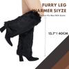 Barelove Leg Warmers for Womens Winter Faux Fur Leg Fuzzy, Plush Soft Furry Long Boot Cuff Covers Halloween Santa Valentine's Day Costume for Parties (Black) view 3