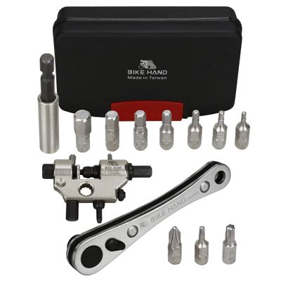 BIKEHAND Bike Bicycle Repair Ratchet Allen Key Hex Torx Wrench Bit Key 2mm 2.5mm 3mm 4mm 5mm 6mm 8mm Multi Socket Set Metric Chain Breaker Hand FoldingTool Part Kit
