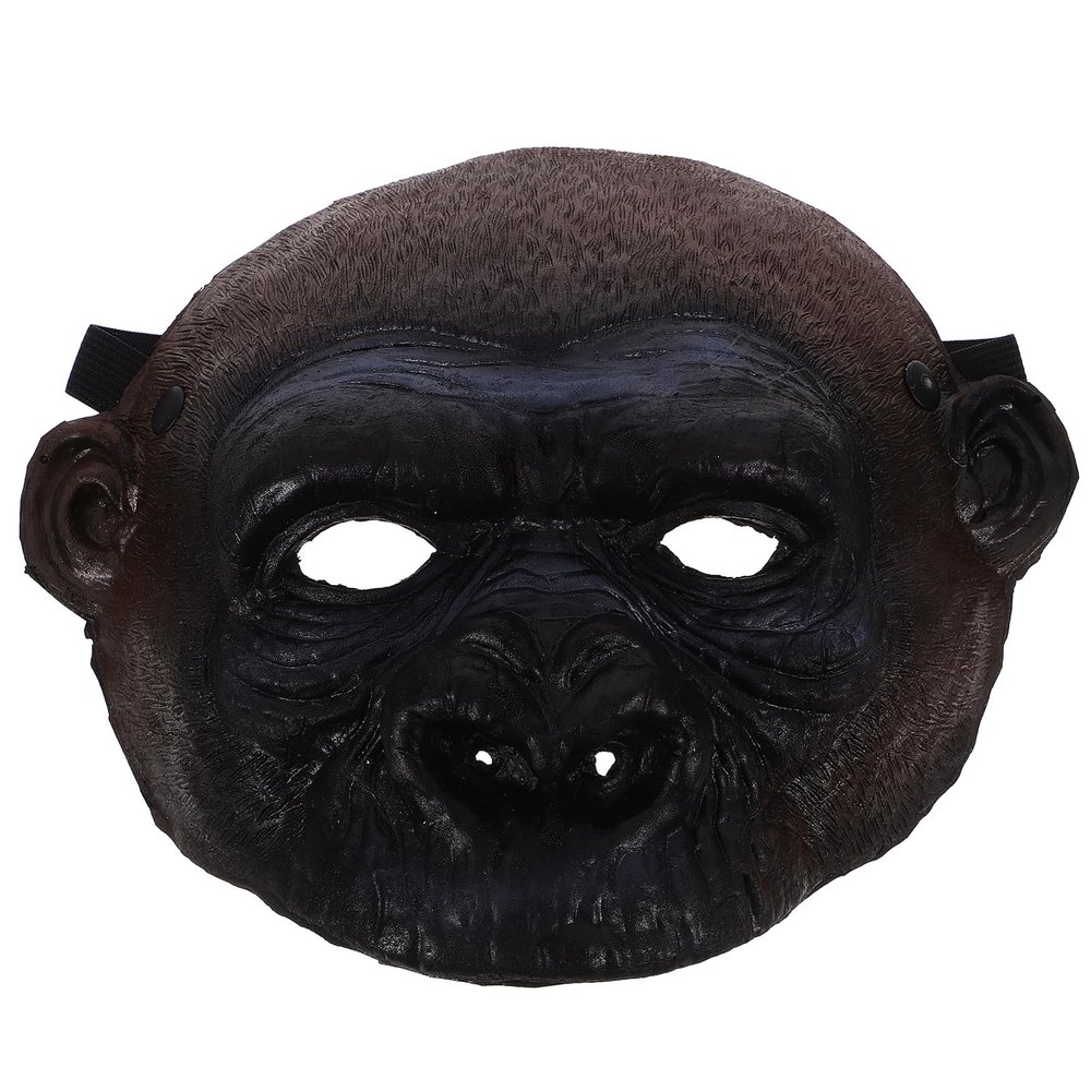 NUOBESTY Masquerade Monkey Mask - Black PU Breathable Halloween Orangutan Costume Gorilla Mask for Party Dance Performance and Hip-Hop Breathable Orangutan Headgear for Men and Women