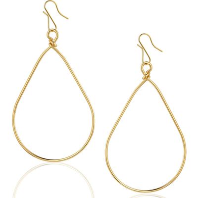 18K Gold Plated Teardrop Earrings for Women Dangle - 18K Gold Plated Dangle Earrings for Women, Long Boho Tear Drop Dangly Hoops, Large Teardrop Hanging Drops, Hypoallergenic
