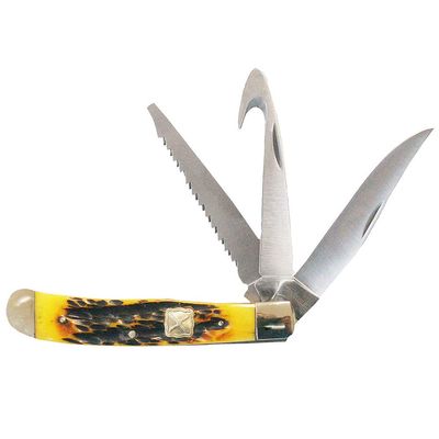 Twisted X Knife, 4 1/4" Closed, Natural Bone, Yellow, 3 Blade