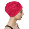 Beemo Swim Caps for Women Swimming Turban Polyester Latex Lined Pleated for Ladies-2pk WH/RE view 4