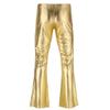 ACSUSS Men's PVC Leather Night Club Metallic Pants Straight Leg Trousers Plus Size Flared Gold XX-Large view 3